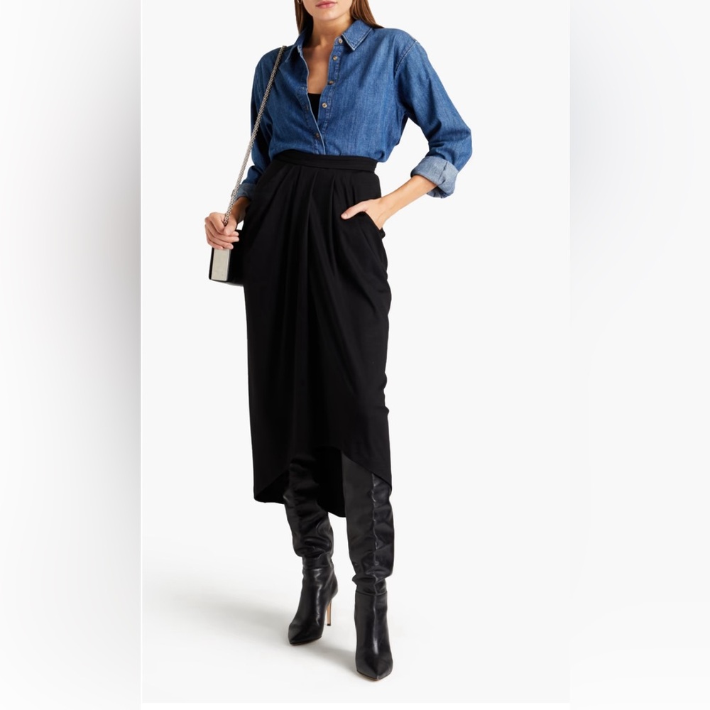 NWT Isabel Marant jersey wool black Ginkao skirt sz fr 40 midi pockets